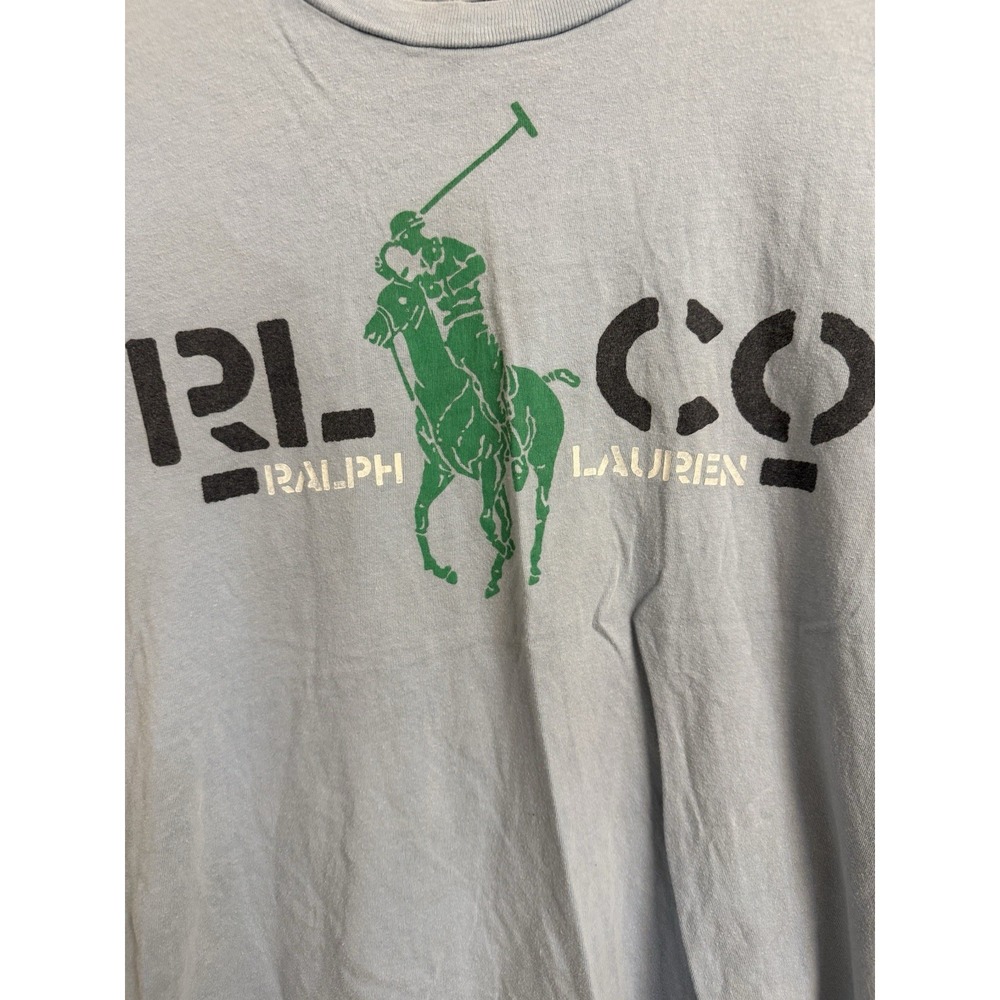 Polo Ralph Lauren Big Pony T-Shirt Blue Crewneck Spell Out Logo Cotton Women's M